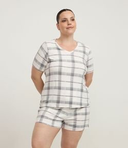 Pijama Curto em Viscose com Estampa Xadrez Curve & Plus Size