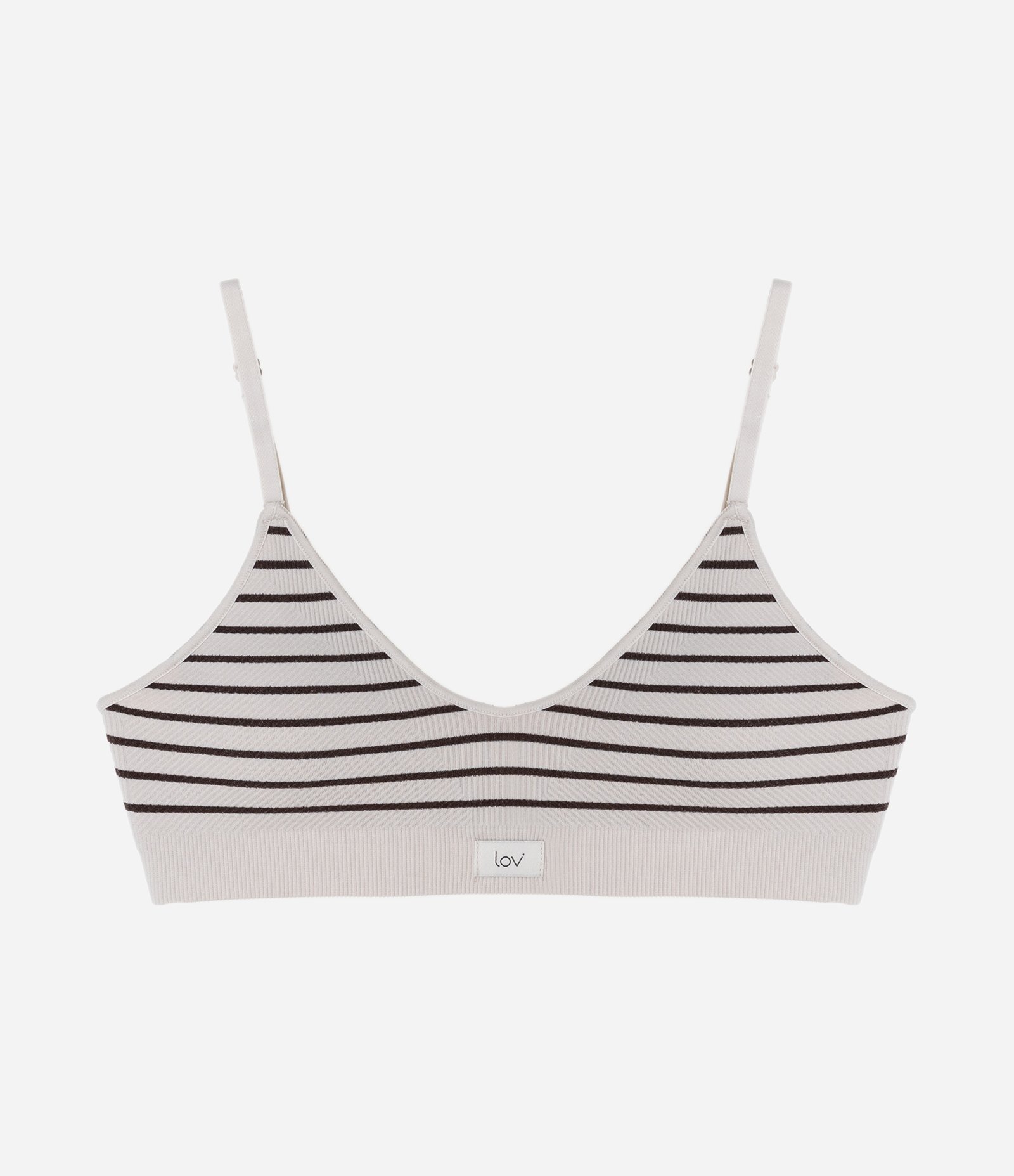 Sutiã Top Texturizado com Bojo Removível e Listrado Cinza 1