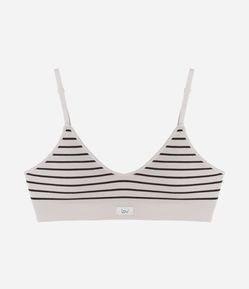 Sutiã Top Texturizado com Bojo Removível e Listrado