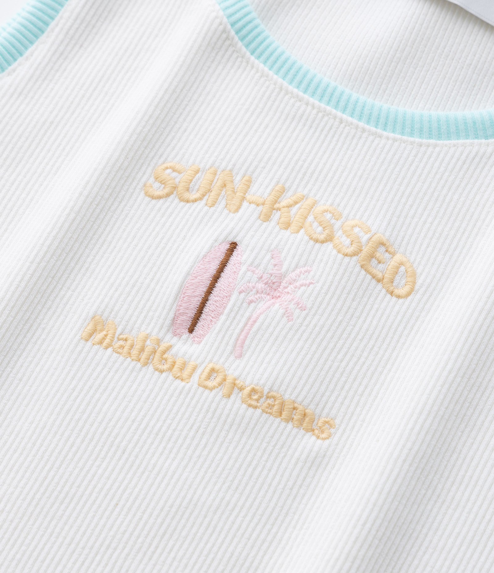 Regata Infantil em Ribana com Bordado Praiano - Tam 5 a 14 Anos Branco 5