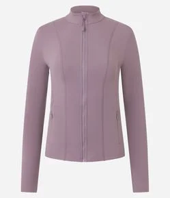 Jaqueta Esportiva em Microfibra com Zíper e Bolsos