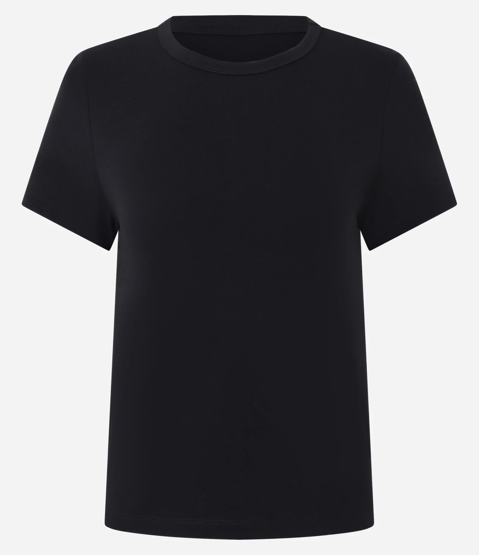 Blusa Slim Básica em Algodão Peruano com Gola Redonda Preto 1
