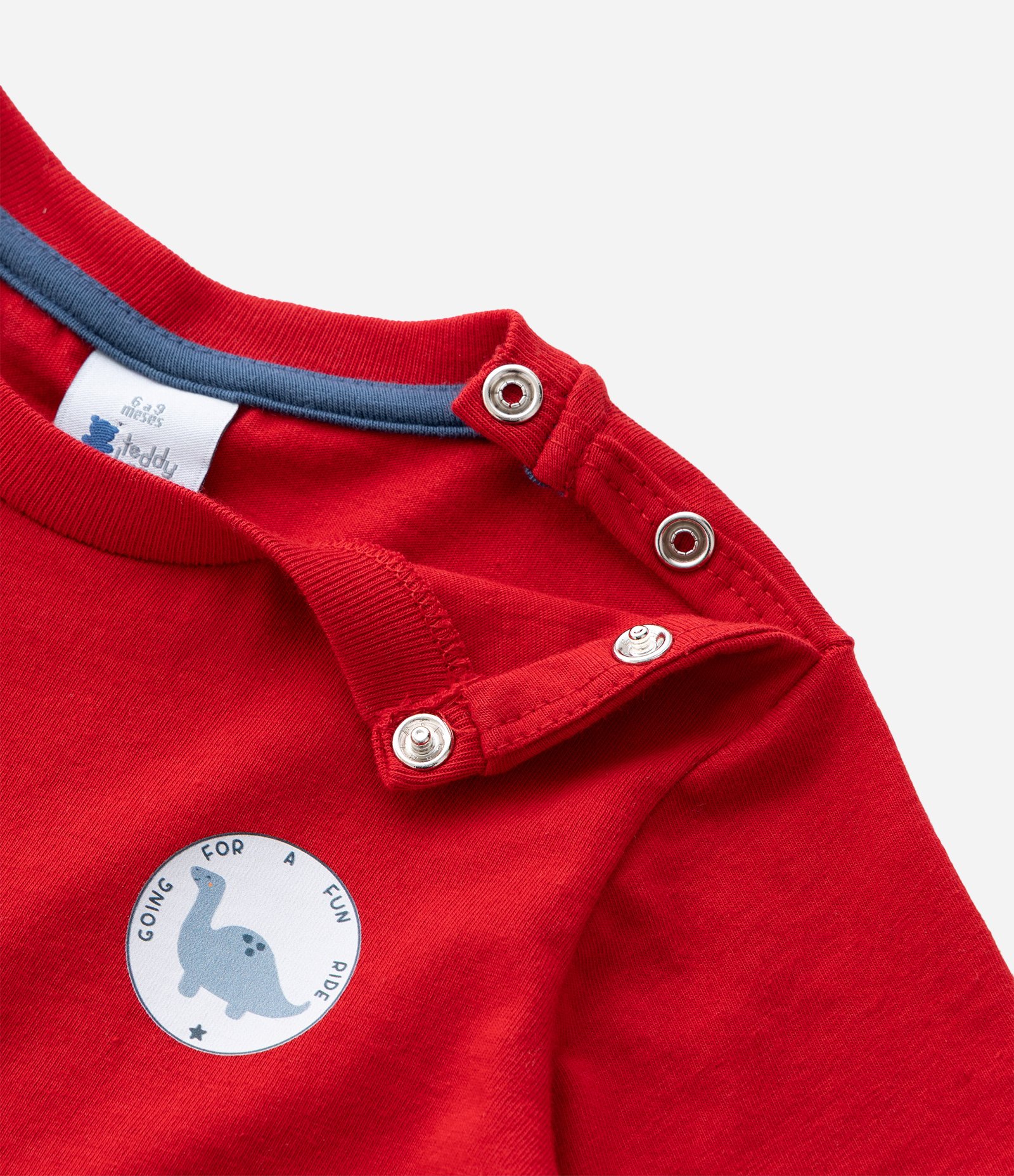 Conjunto Infantil com Estampa de Dinossauro – Tam 0 a 18 Meses Vermelho/Off White 11