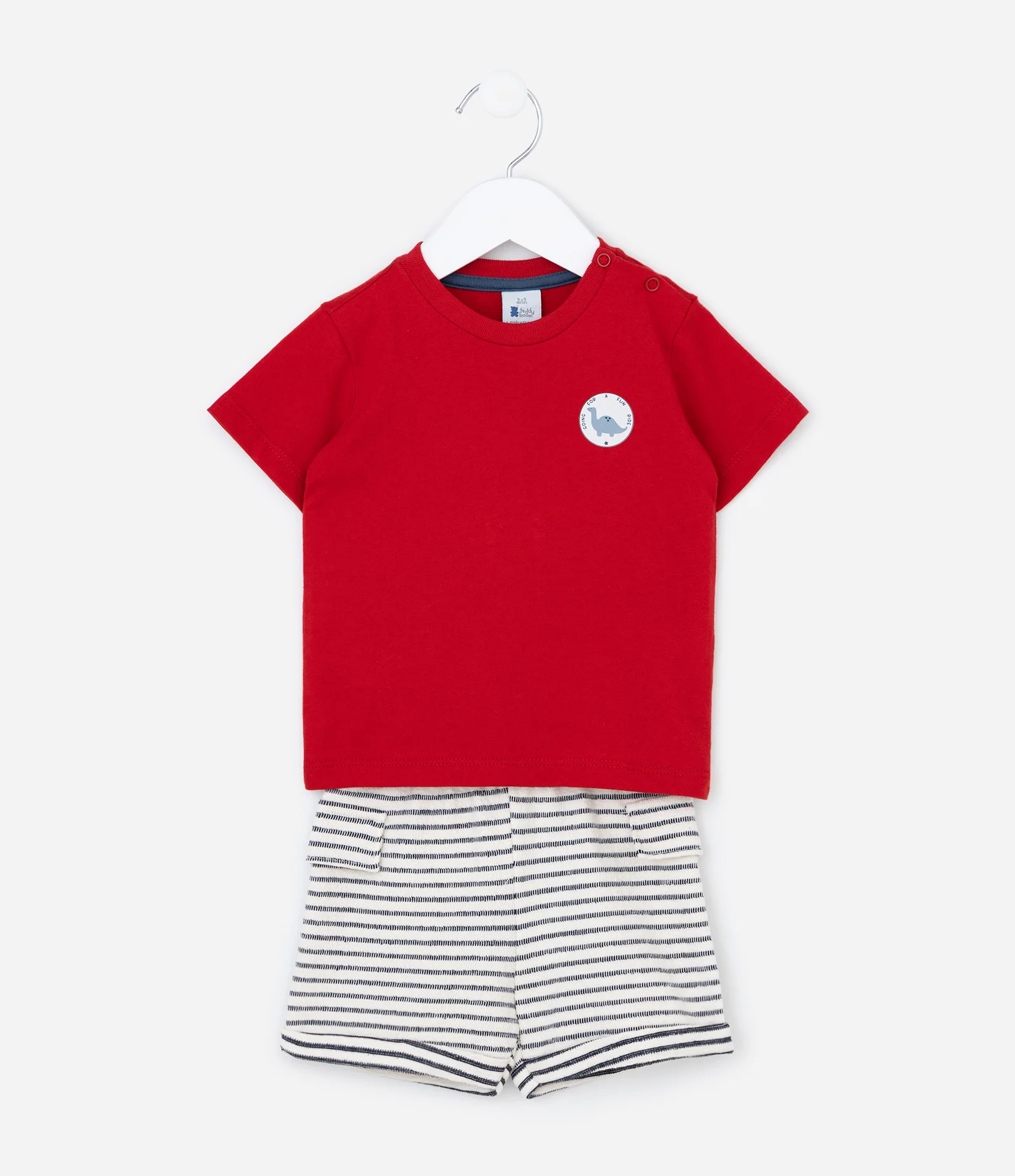 Conjunto Infantil com Estampa de Dinossauro – Tam 0 a 18 Meses Vermelho/Off White 2