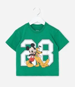 Camiseta Infantil Relaxed com Estampa do Mickey e Pluto - Tam 1 a 6 Anos