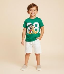 Camiseta Infantil Relaxed com Estampa do Mickey e Pluto - Tam 1 a 6 Anos