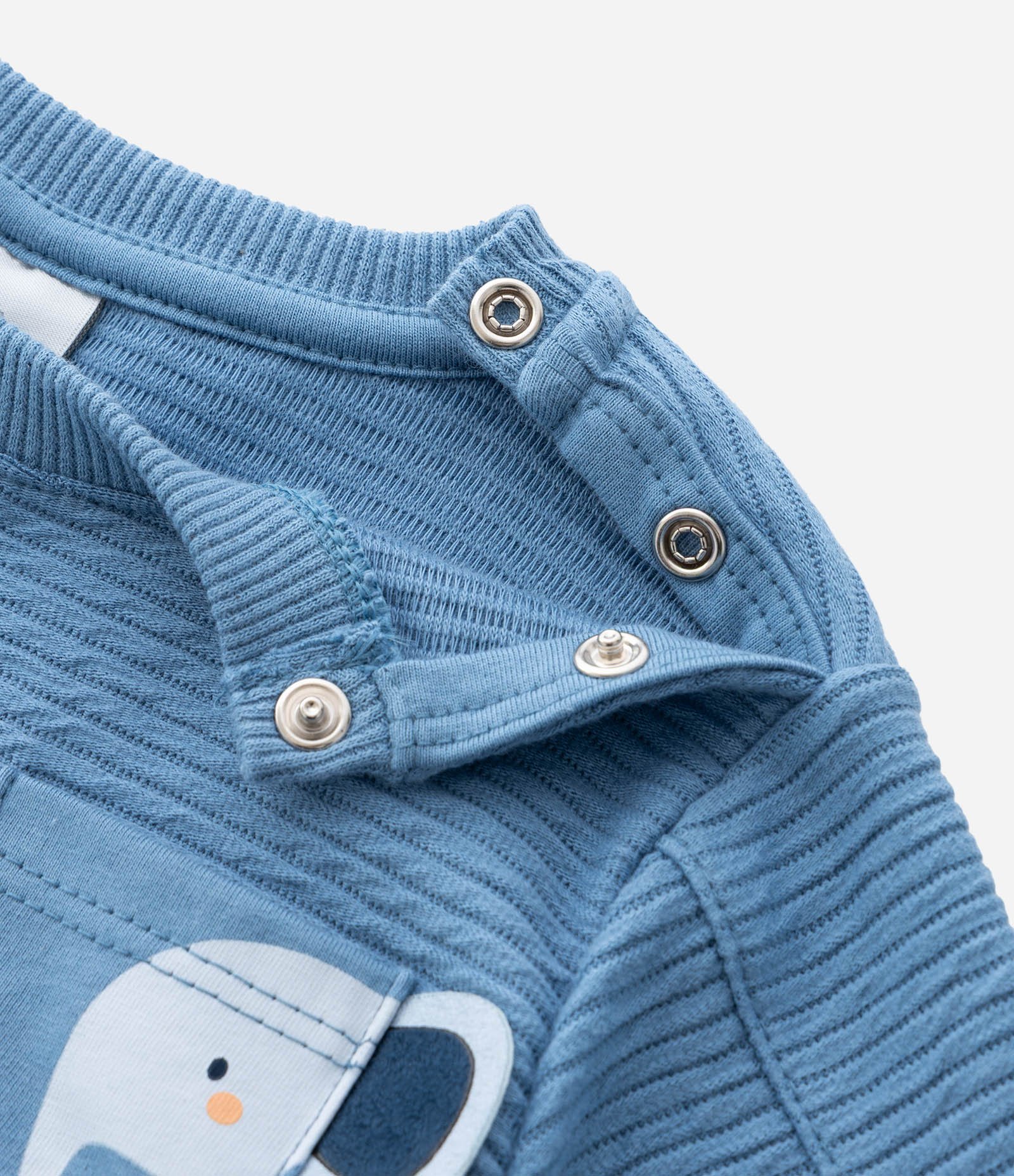 Conjunto Infantil com Elefante Interativo e Bermuda com Cordão – Tam RN a 18 Meses Azul 10