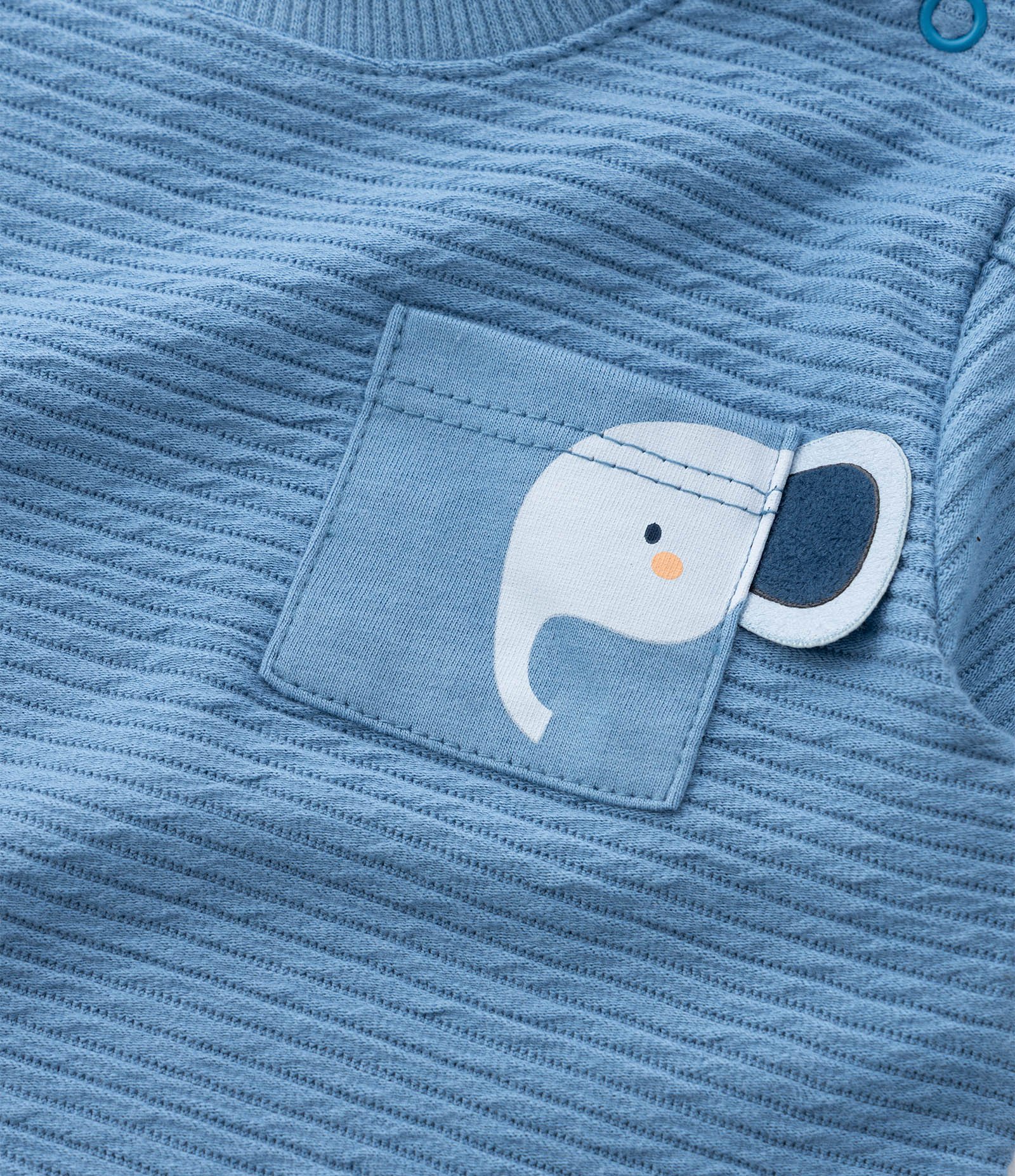 Conjunto Infantil com Elefante Interativo e Bermuda com Cordão – Tam RN a 18 Meses Azul 11