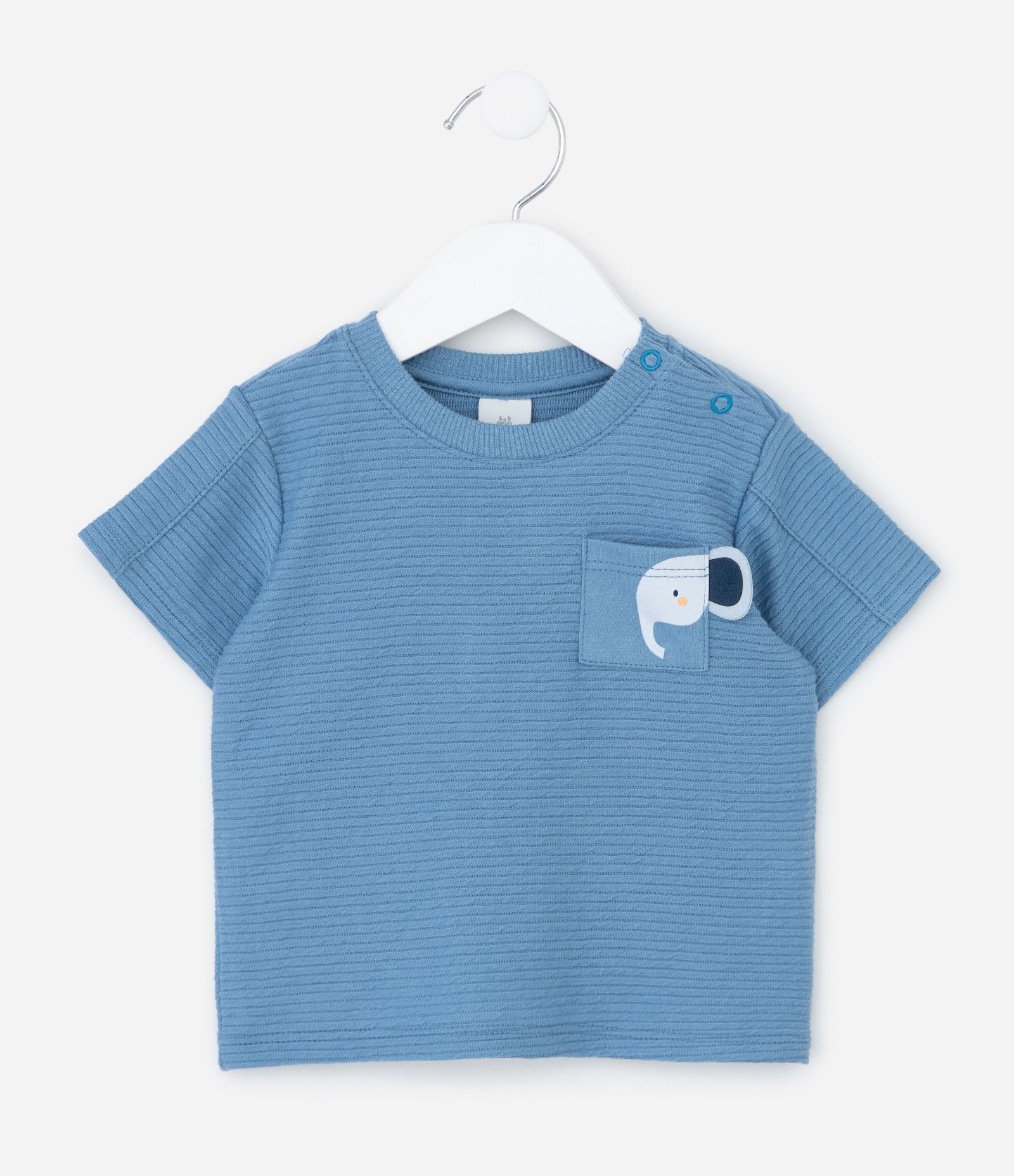 Conjunto Infantil com Elefante Interativo e Bermuda com Cordão – Tam RN a 18 Meses Azul 2