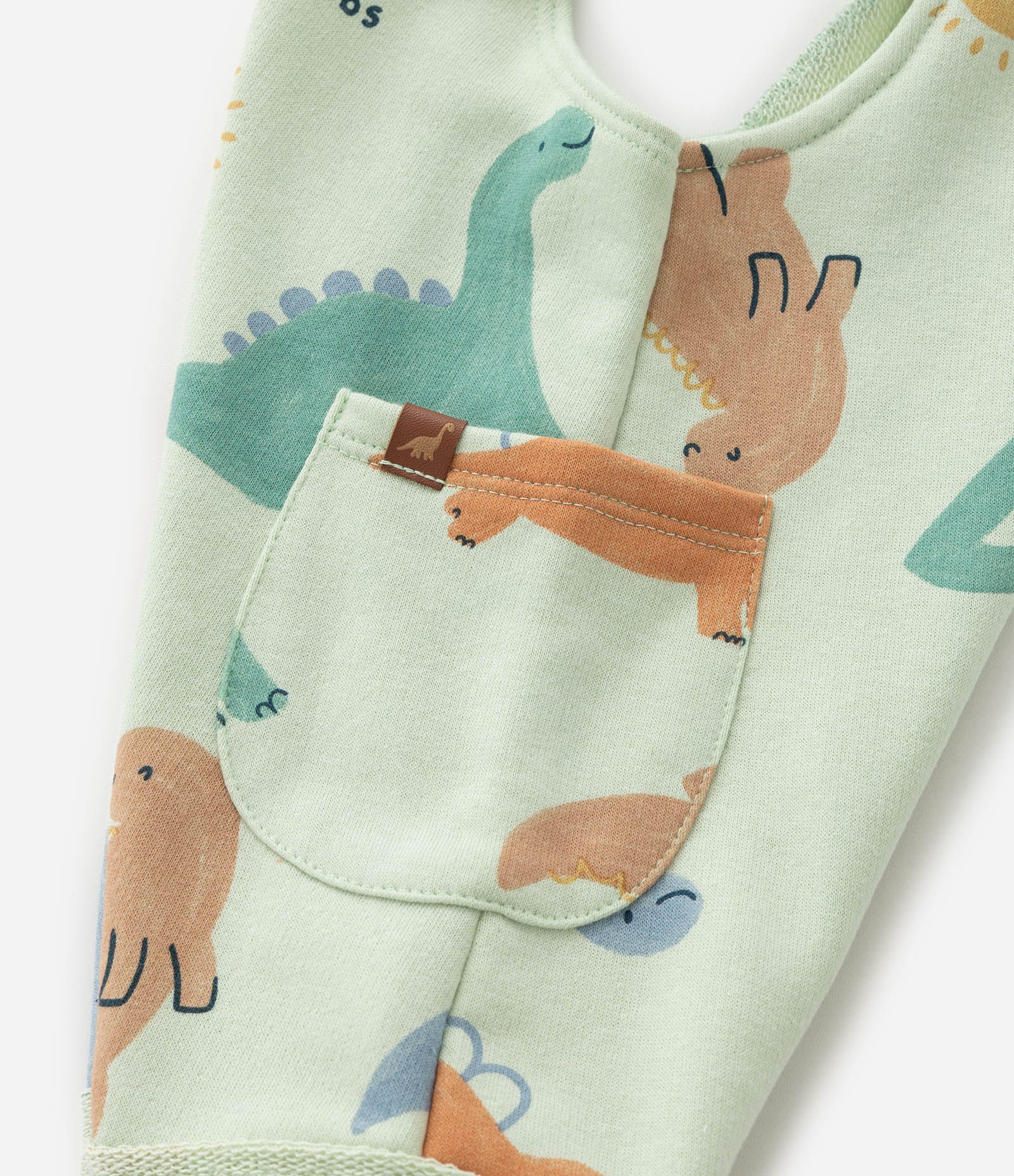 Jardineira Infantil com Estampa de Dinossauros – Tam RN a 18 Meses Verde Claro 6