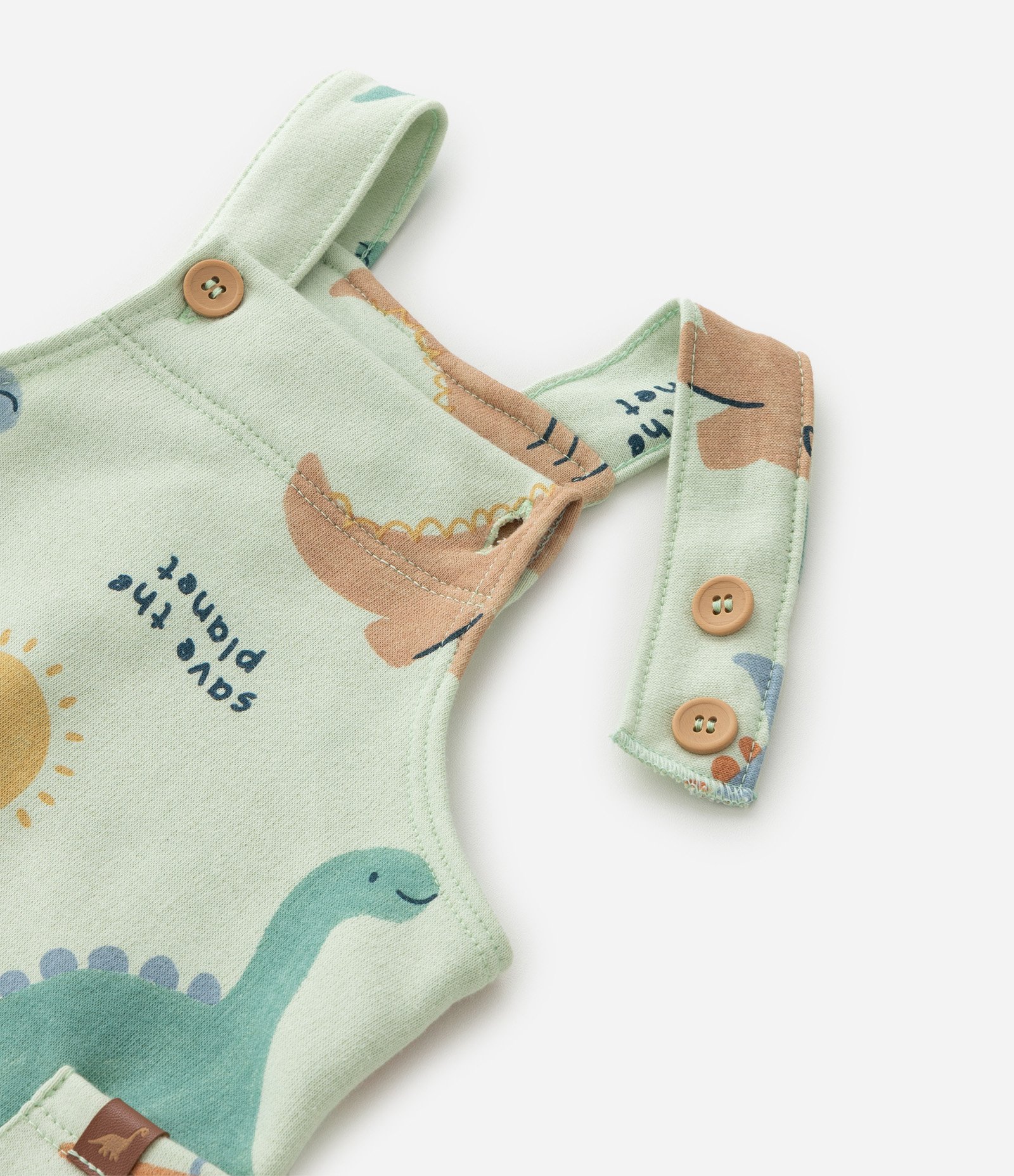 Jardineira Infantil com Estampa de Dinossauros – Tam RN a 18 Meses Verde Claro 7