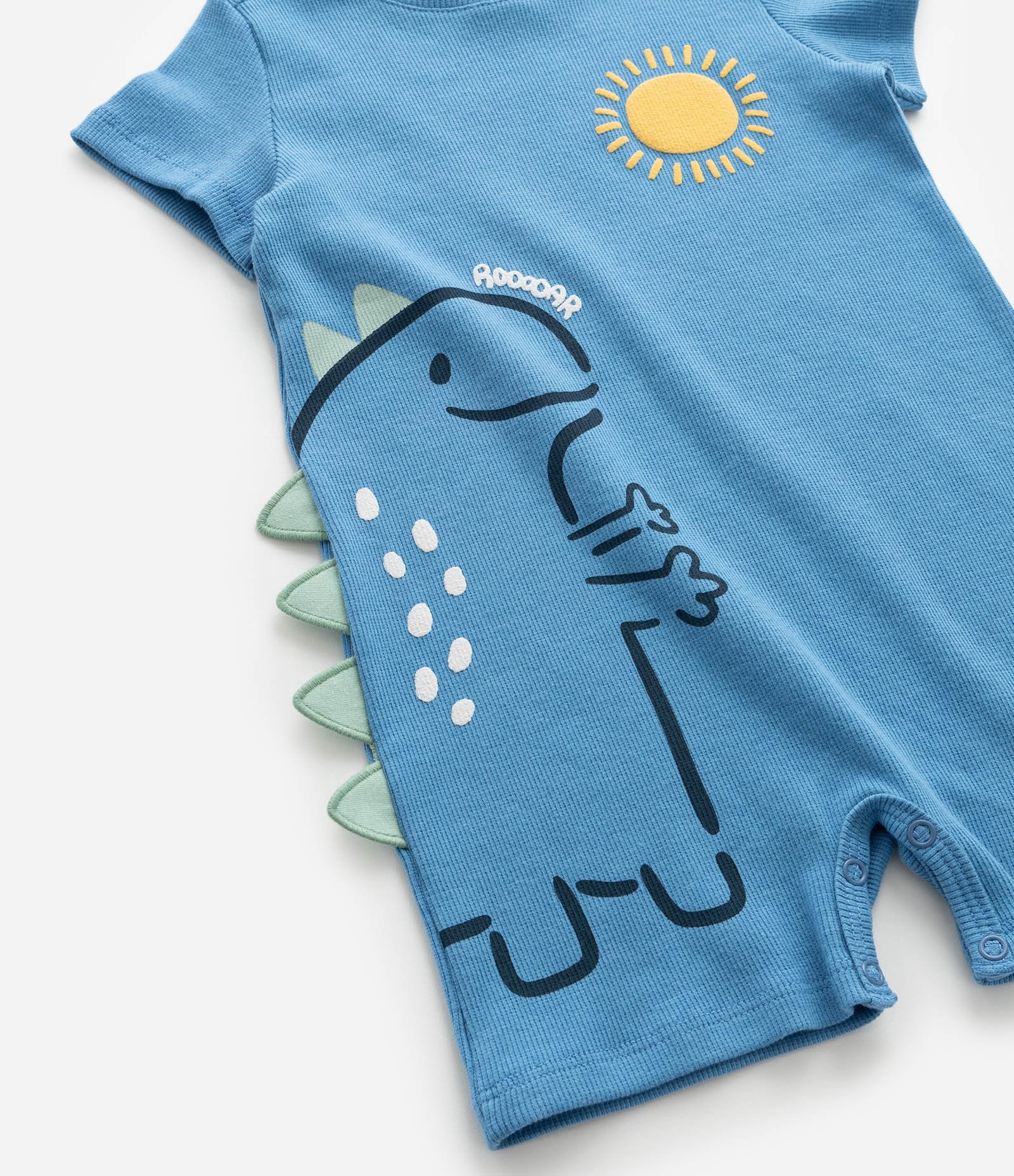 Macaquinho Infantil em Algodão com Estampa de Dinossauro - Tam 0 a 18 Meses Azul 7