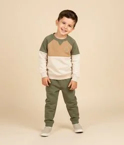 Conjunto Infantil em Moletom com Lettering Bordado – Tam 1 a 5 Anos