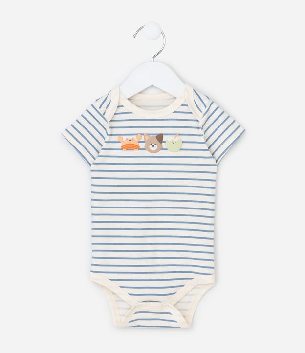 Body Infantil com Estampa Animais Listrado - Tam 0 a 18 meses