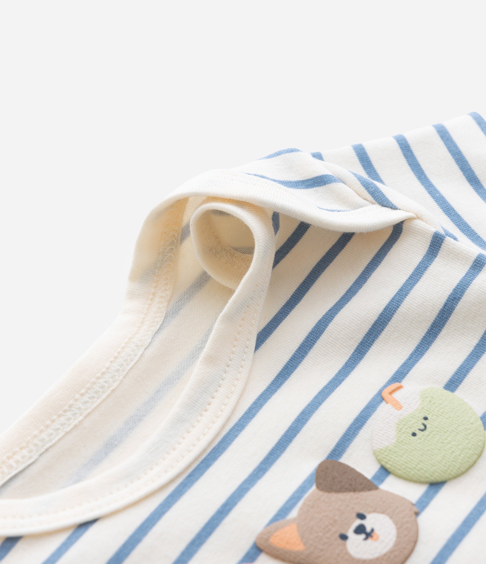 Body Infantil com Estampa Animais Listrado - Tam 0 a 18 meses Branco/Azul 4