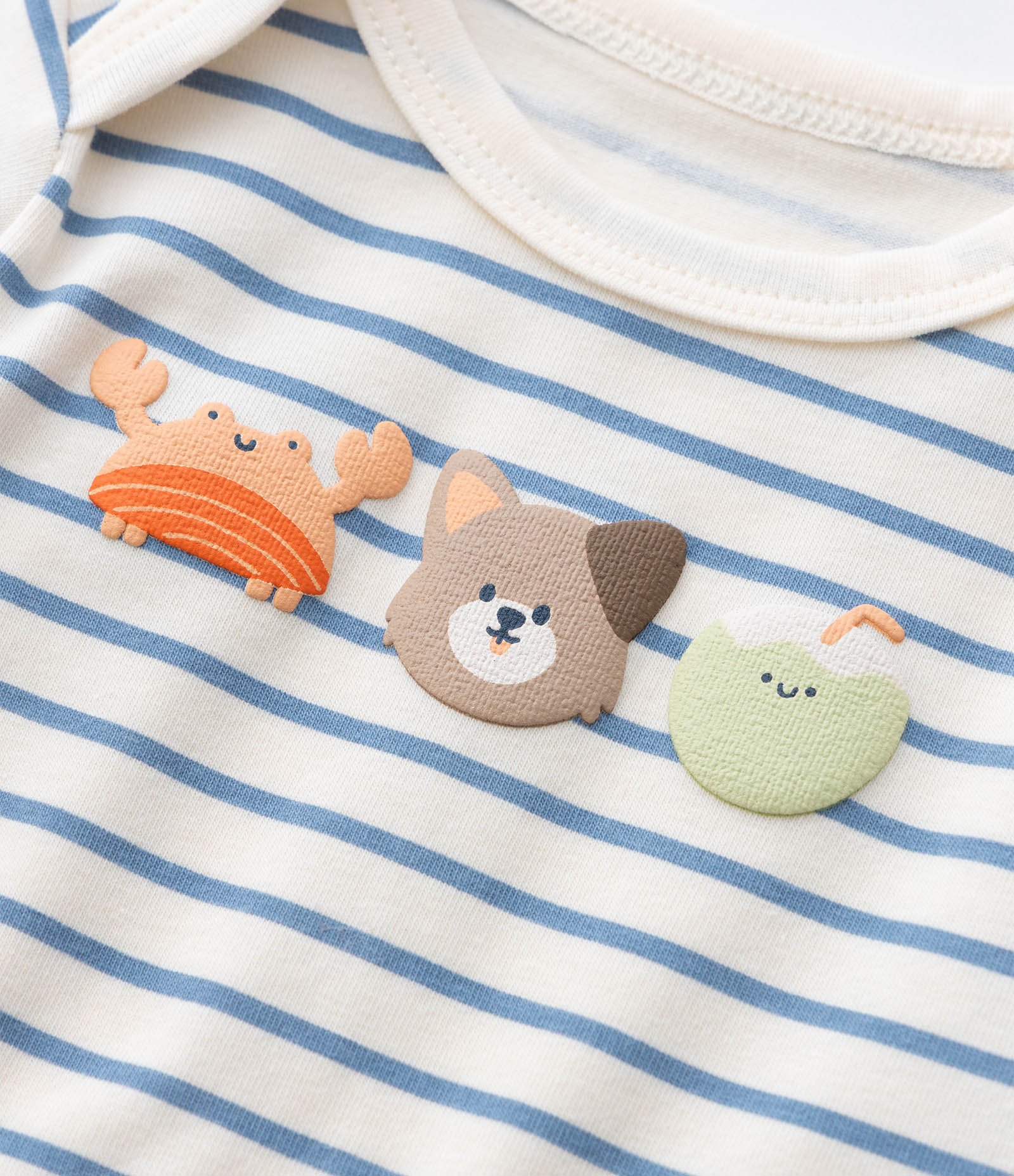 Body Infantil com Estampa Animais Listrado - Tam 0 a 18 meses Branco/Azul 6