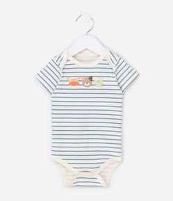 Body Infantil com Estampa Animais Listrado - Tam 0 a 18 meses