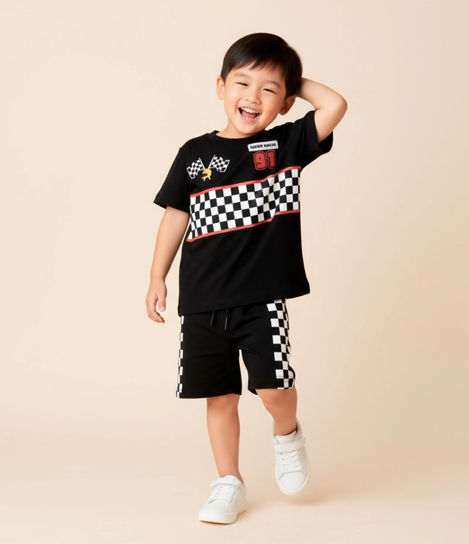 Conjunto Infantil com Estampa Super Racer - Tam 1 a 6 Anos Preto 1
