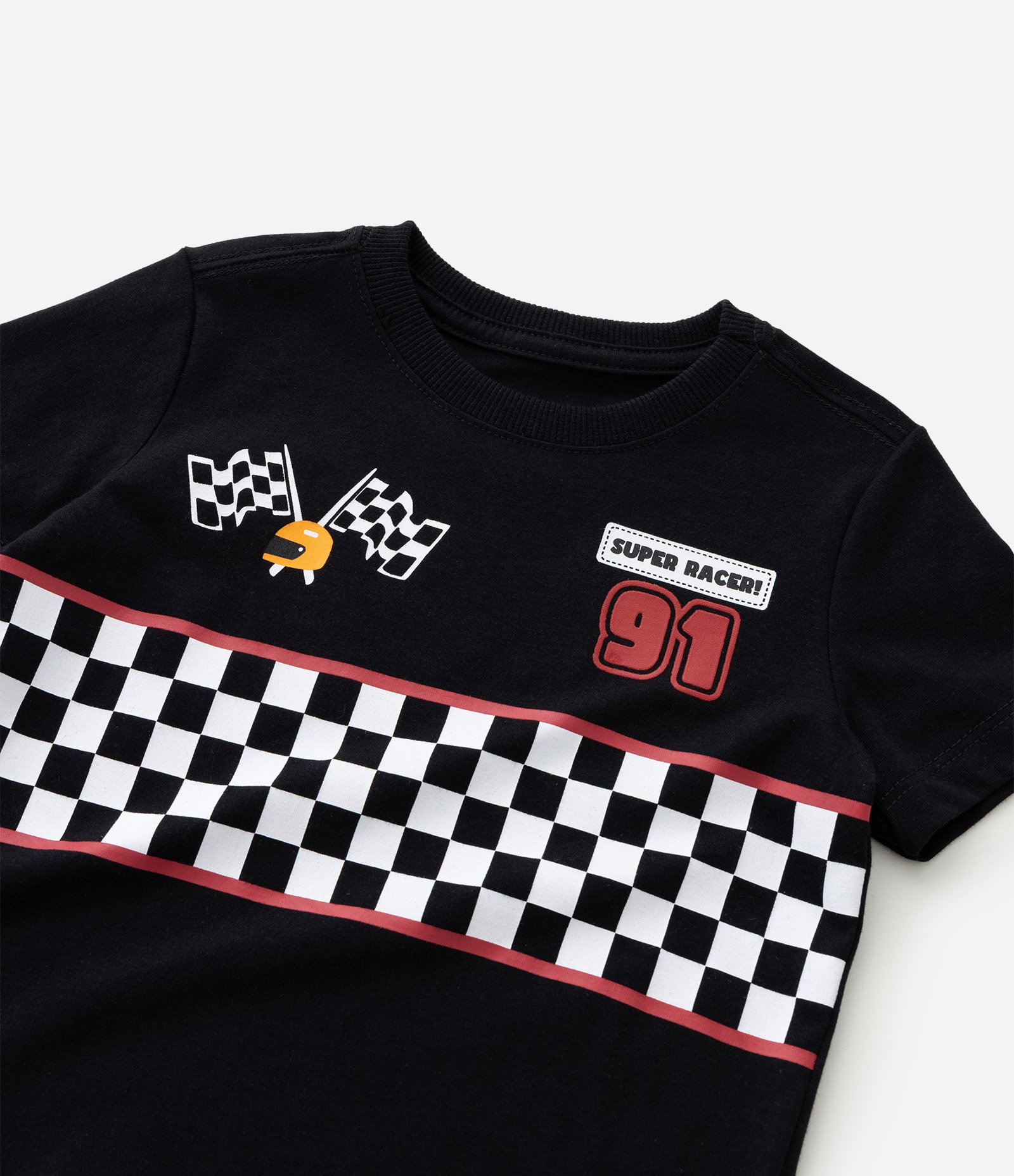 Conjunto Infantil com Estampa Super Racer - Tam 1 a 6 Anos Preto 10