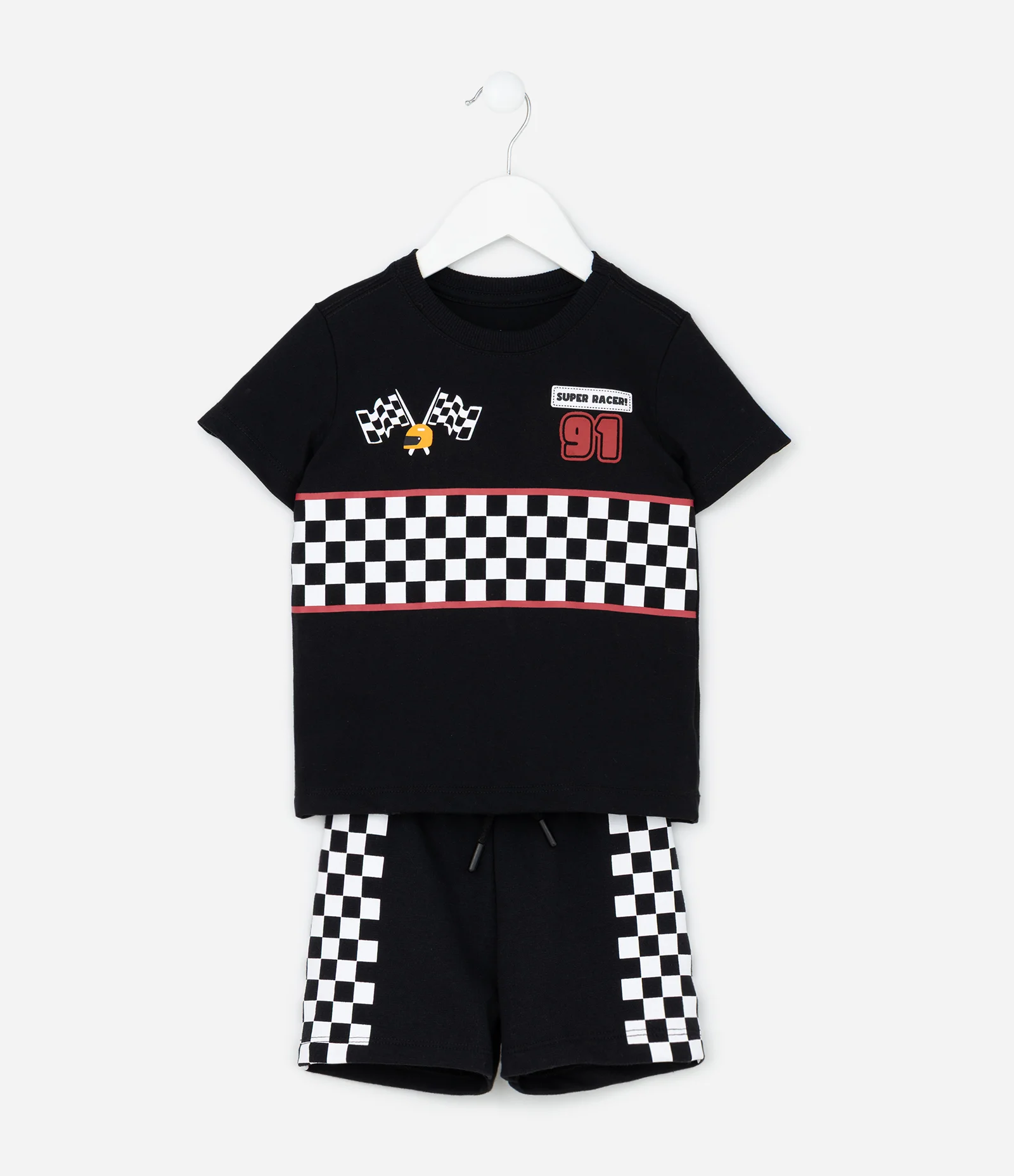 Conjunto Infantil com Estampa Super Racer - Tam 1 a 6 Anos Preto 2