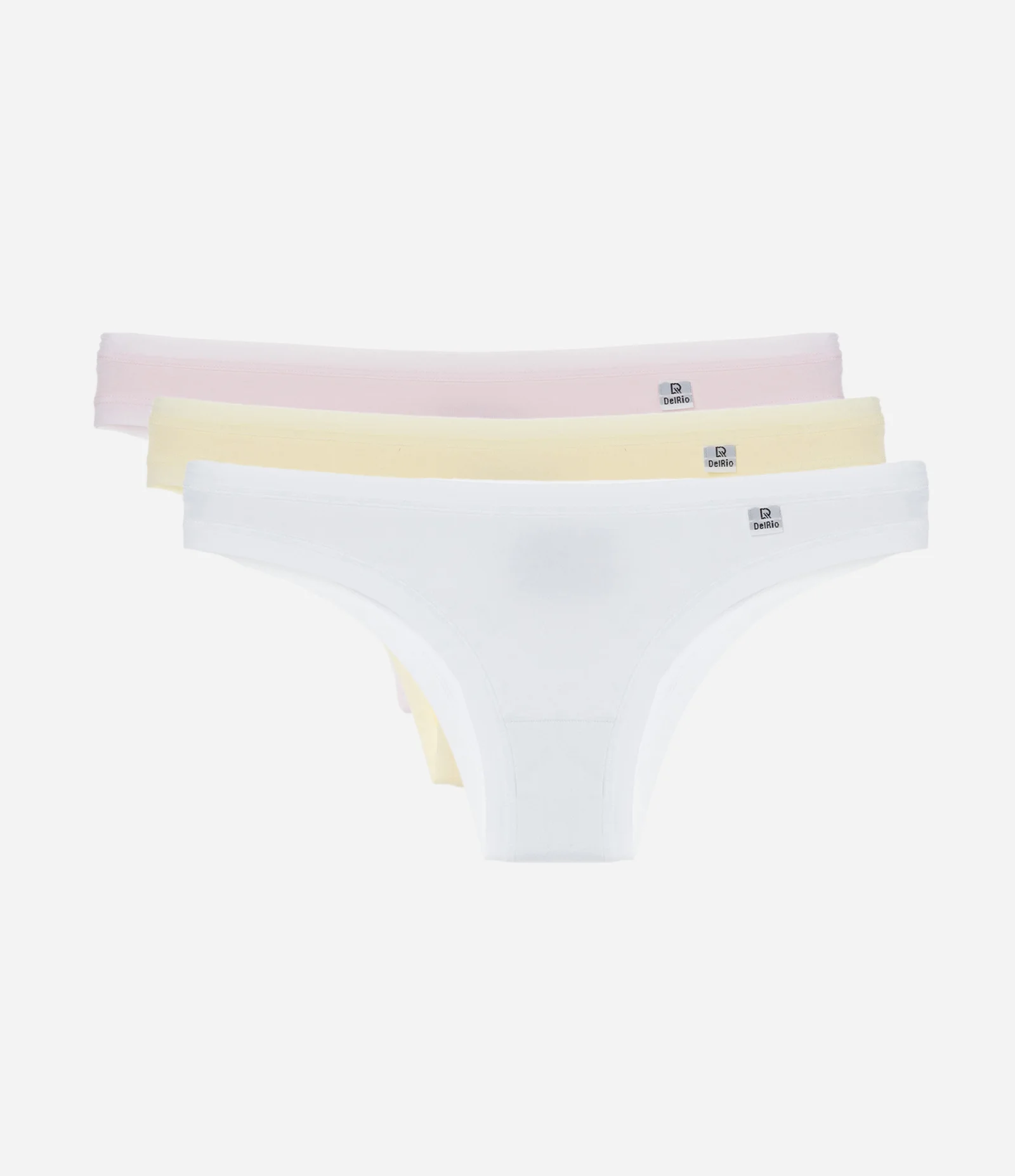 Kit 03 Calcinhas Biquíni em Algodão DelRio Rosa/Amarelo/Branco 1