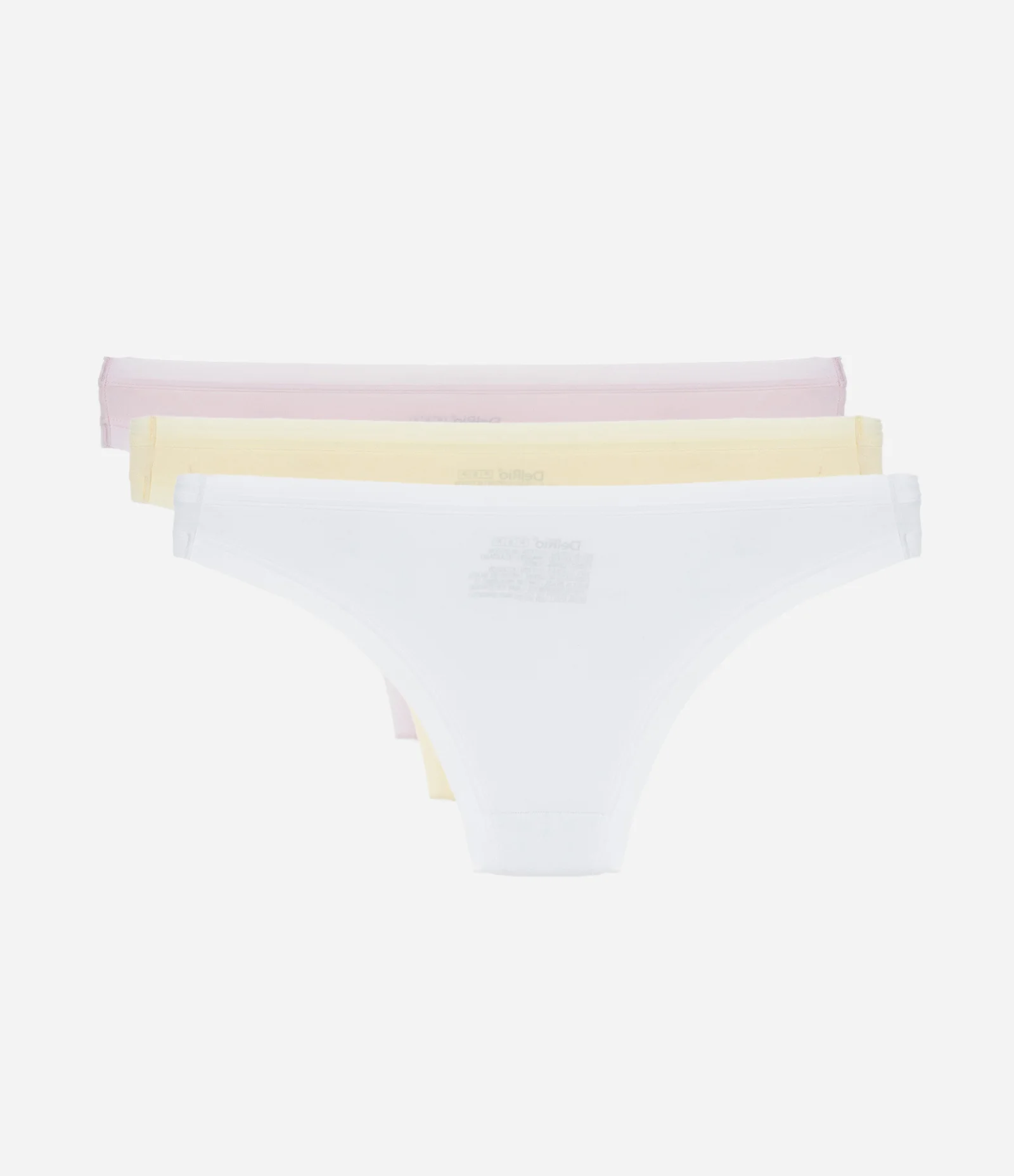 Kit 03 Calcinhas Biquíni em Algodão DelRio Rosa/Amarelo/Branco 2