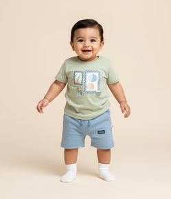 Camiseta Infantil com Estampa de Praia - Tam 0 a 18 Meses