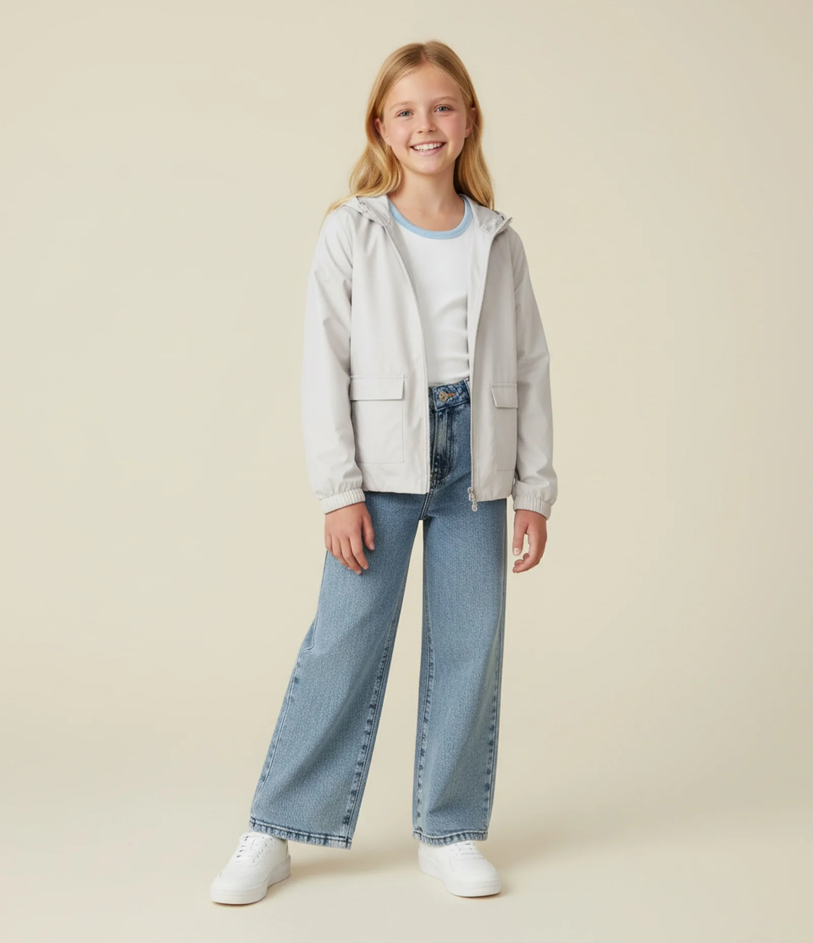Jaqueta Infantil Quebra Vento em Peach Touch- Tam 5 a 14 Anos Cinza 1