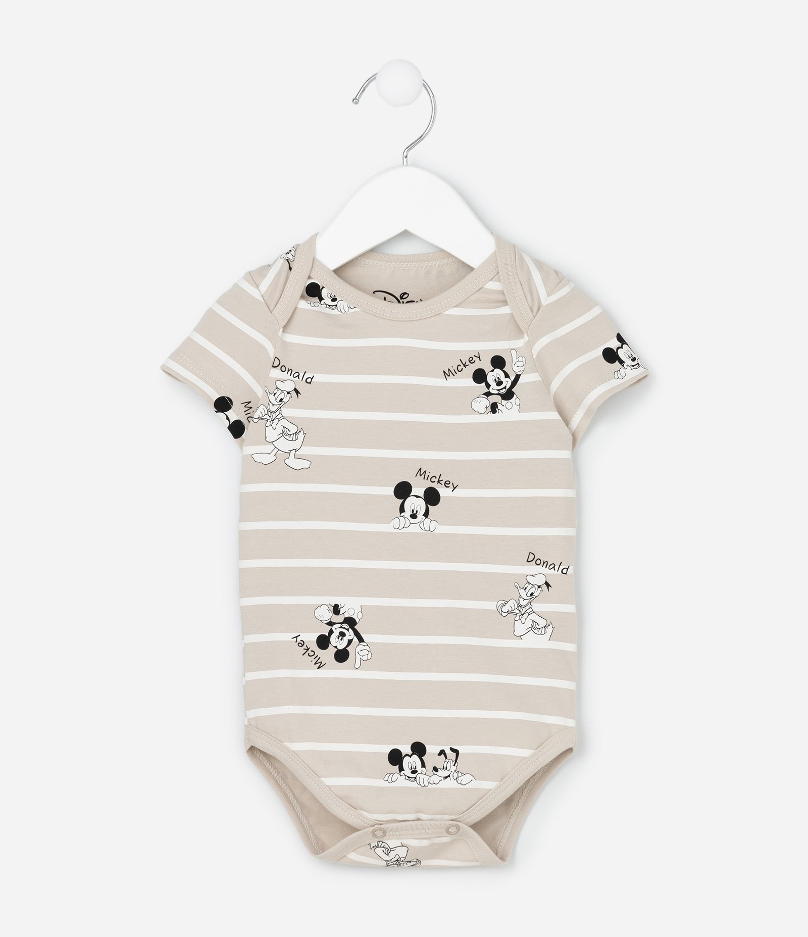 Body Infantil com Estampa de Listras Mickey - Tam 0 a 18 Meses Cinza 2