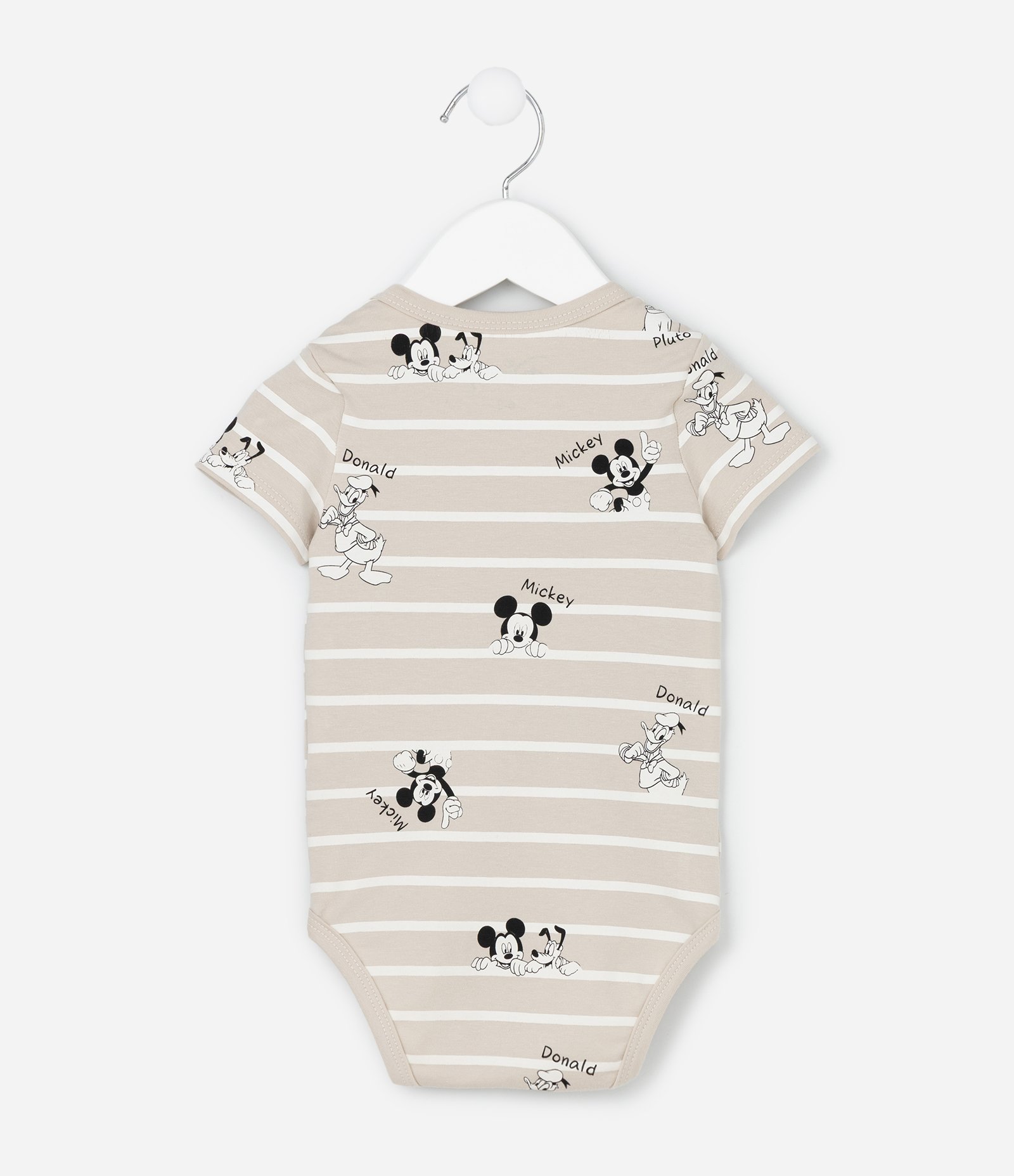 Body Infantil com Estampa de Listras Mickey - Tam 0 a 18 Meses Cinza 3