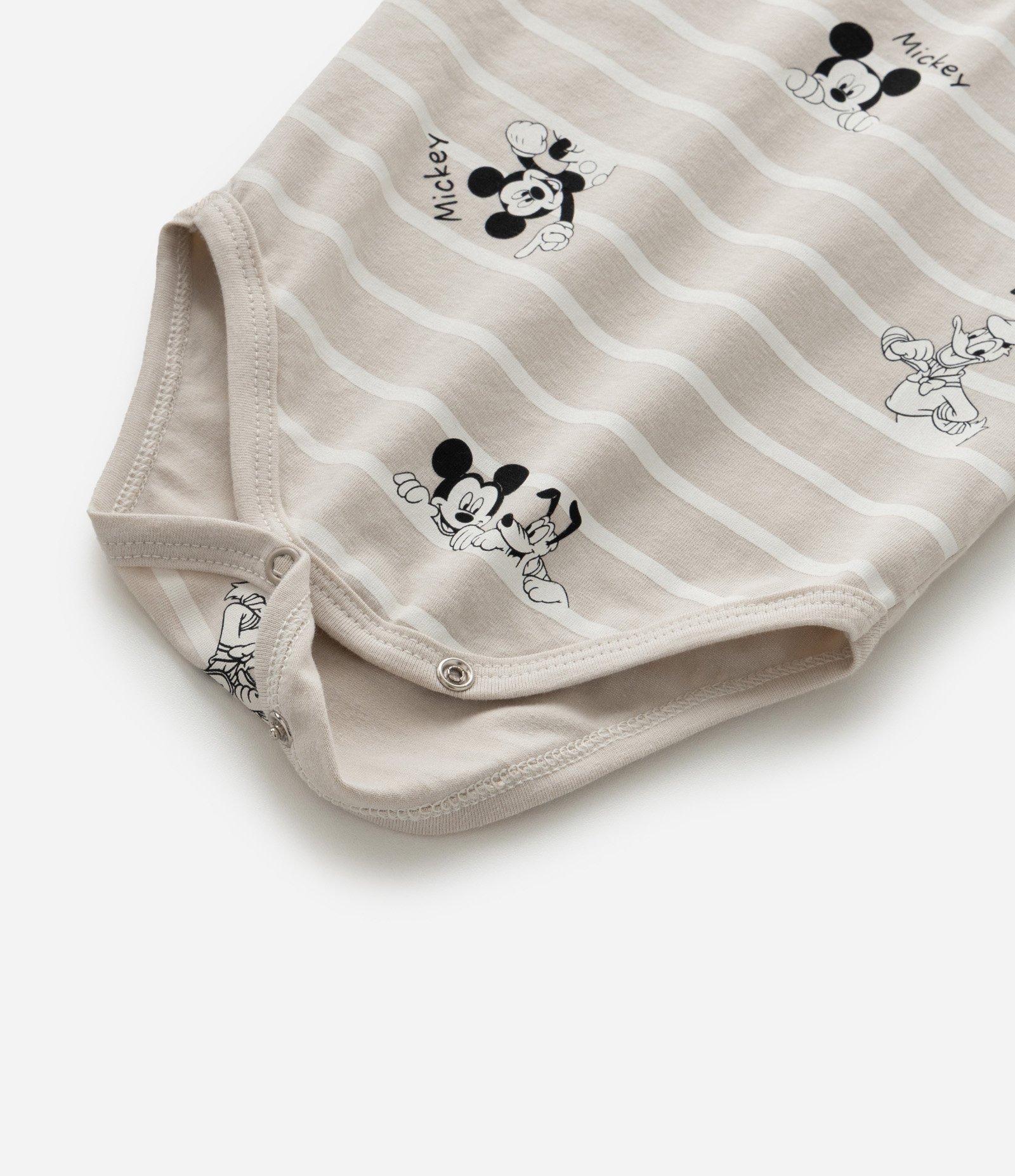 Body Infantil com Estampa de Listras Mickey - Tam 0 a 18 Meses Cinza 6