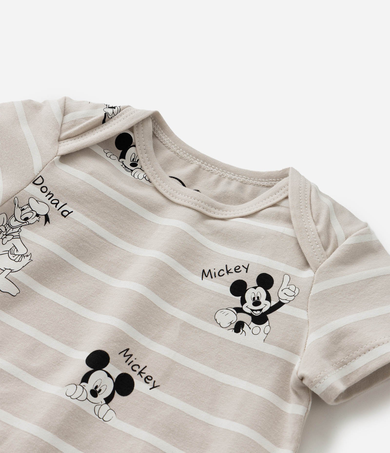 Body Infantil com Estampa de Listras Mickey - Tam 0 a 18 Meses Cinza 8