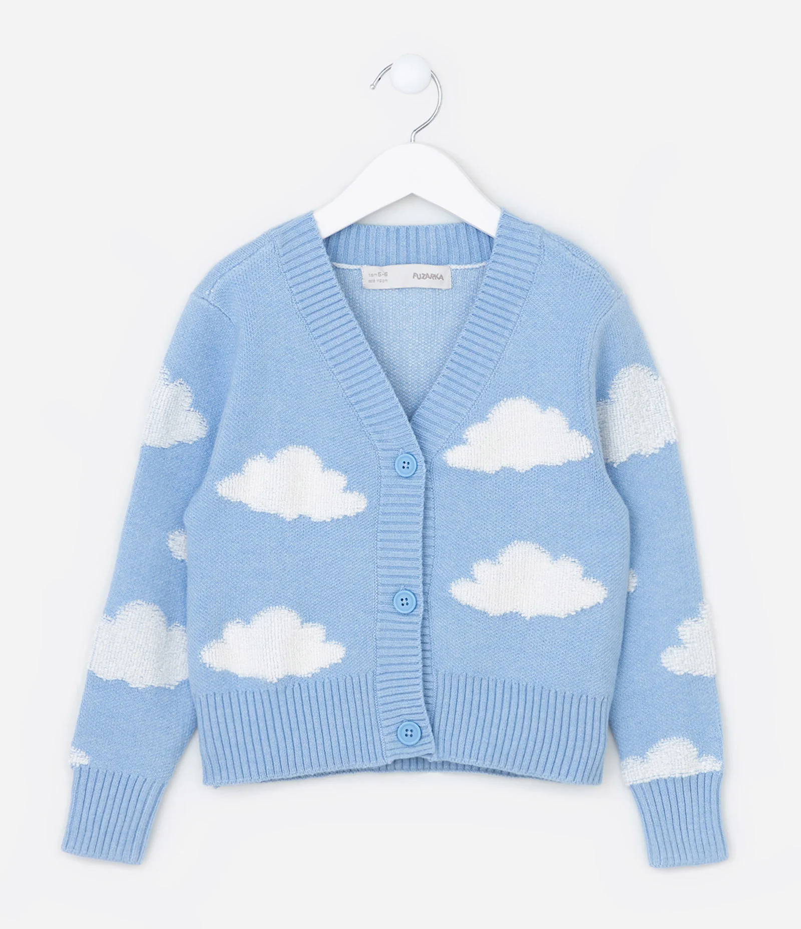 Cardigan Infantil em Viscose de Nuvem com Chenille - Tam 5 A 14 Anos Azul 1
