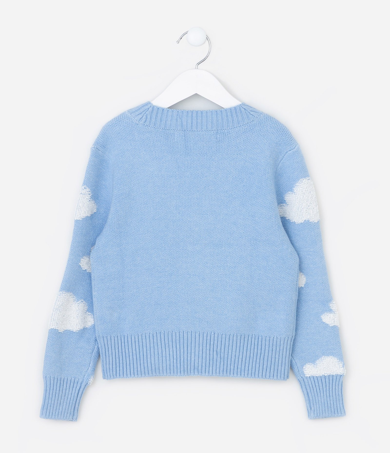 Cardigan Infantil em Viscose de Nuvem com Chenille - Tam 5 A 14 Anos Azul 2