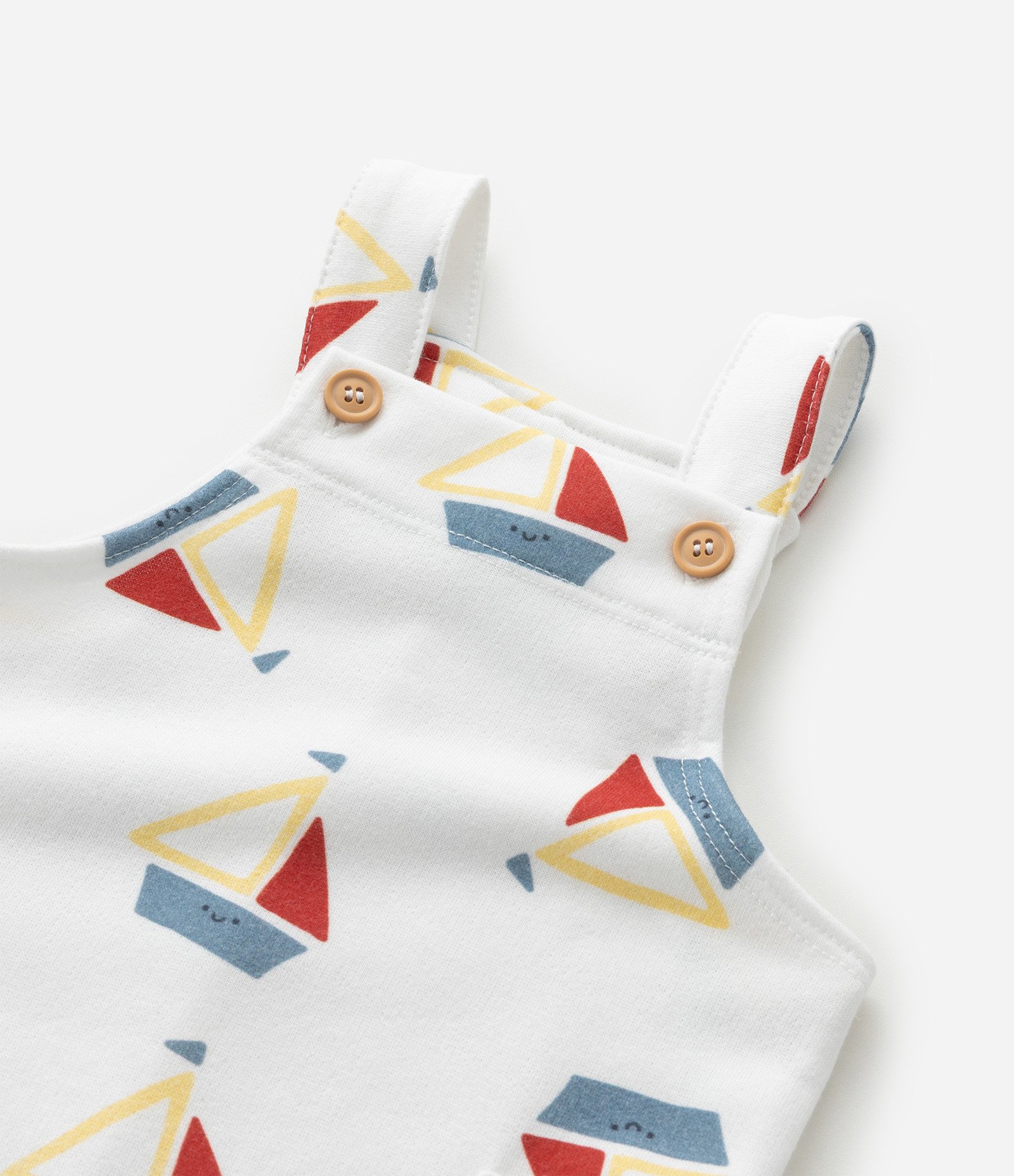 Jardineira Infantil em Moletom com Estampa de Barcos - Tam 0 a 18 Meses Multicores 9