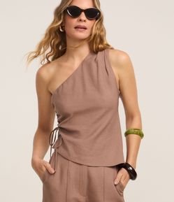 Blusa Alfaiatada Ombro Só em Viscose com Regulador Lateral