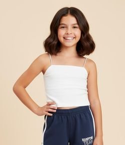 Top Reto Infantil com Alça Canelado - Tam 7 a 14 Anos