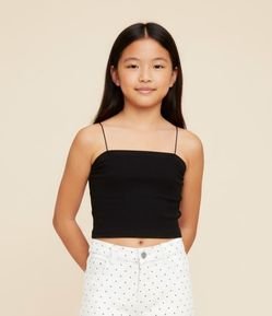 Top Reto Infantil com Alça Canelado - Tam 7 a 14 Anos