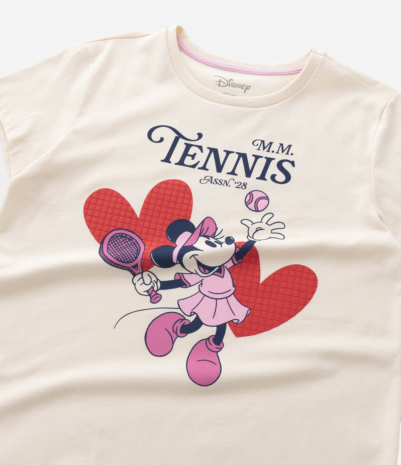 Pijama Curto Infantil com Estampa de Corações e Minnie - Tam 5 a 14 anos Bege/Rosa/Vermelho 9