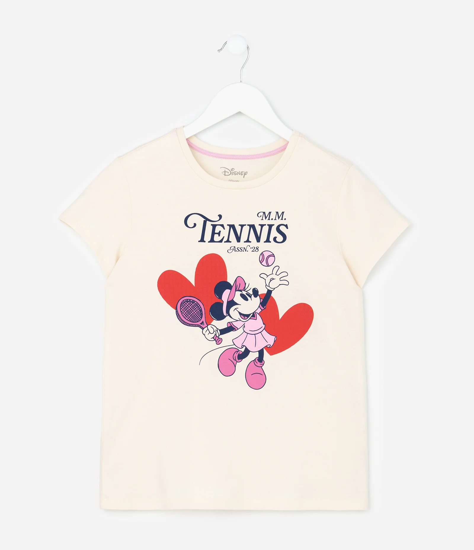 Pijama Curto Infantil com Estampa de Corações e Minnie - Tam 5 a 14 anos Bege/Rosa/Vermelho 2