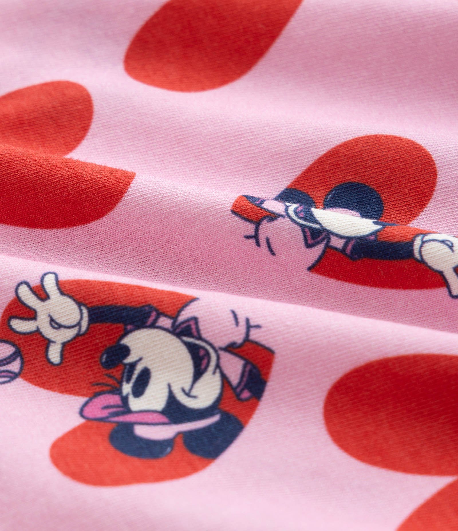Pijama Curto Infantil com Estampa de Corações e Minnie - Tam 5 a 14 anos Bege/Rosa/Vermelho 6