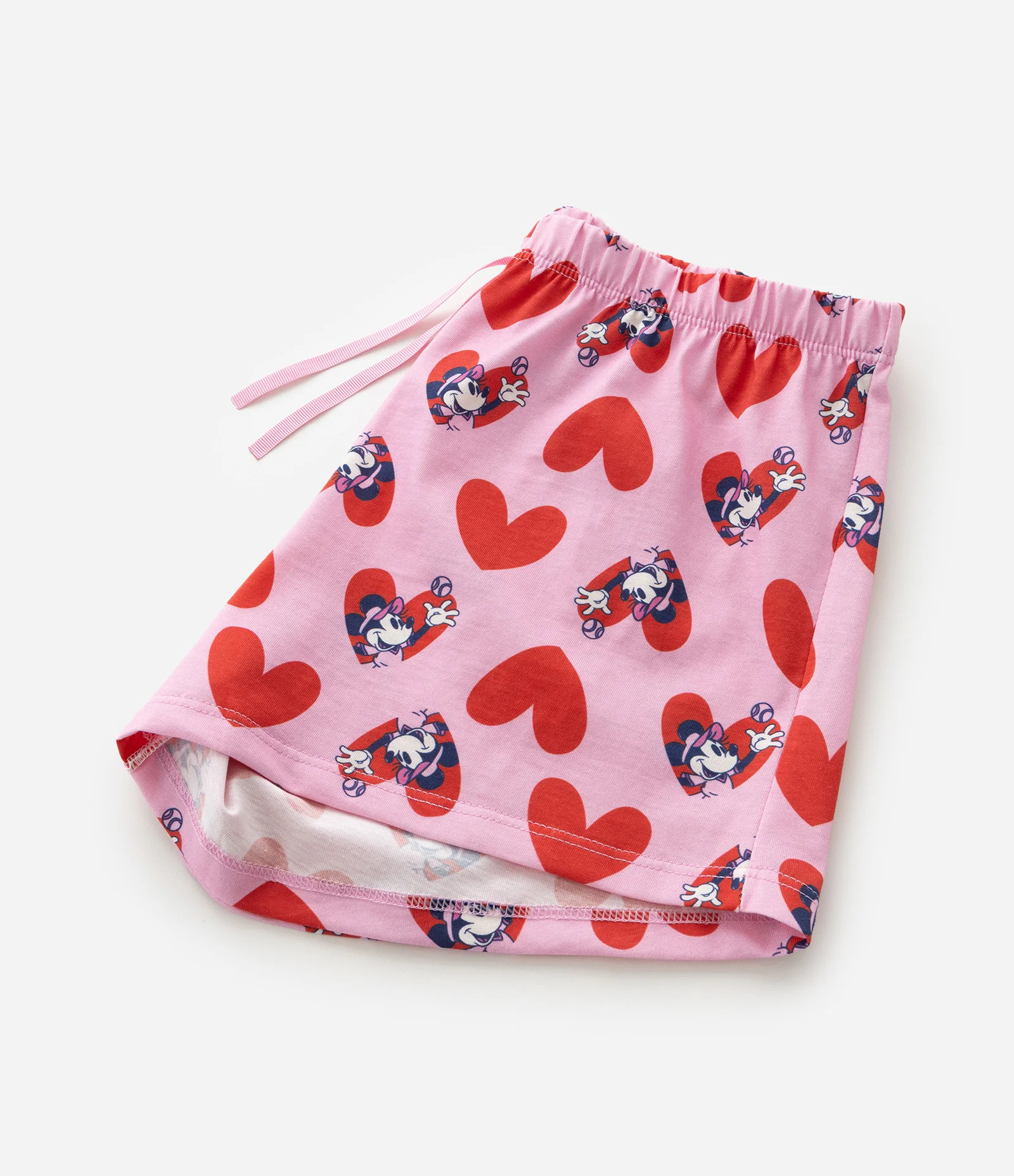 Pijama Curto Infantil com Estampa de Corações e Minnie - Tam 5 a 14 anos Bege/Rosa/Vermelho 7