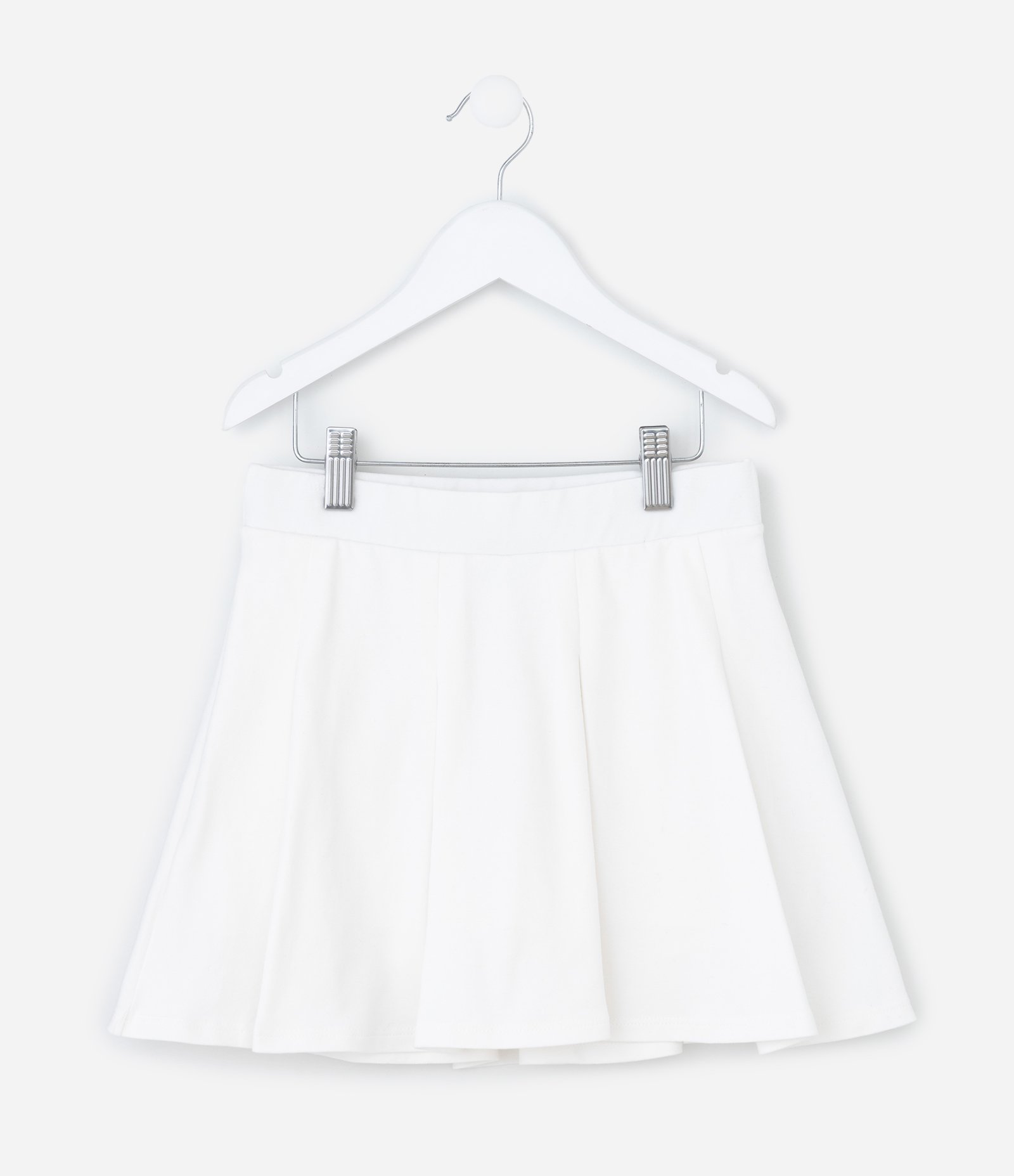 Short Saia Infantil com Pregas - Tam 5 a 14 Anos Branco 1