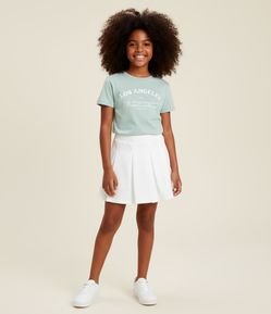 Short Saia Infantil com Pregas - Tam 5 a 14 Anos