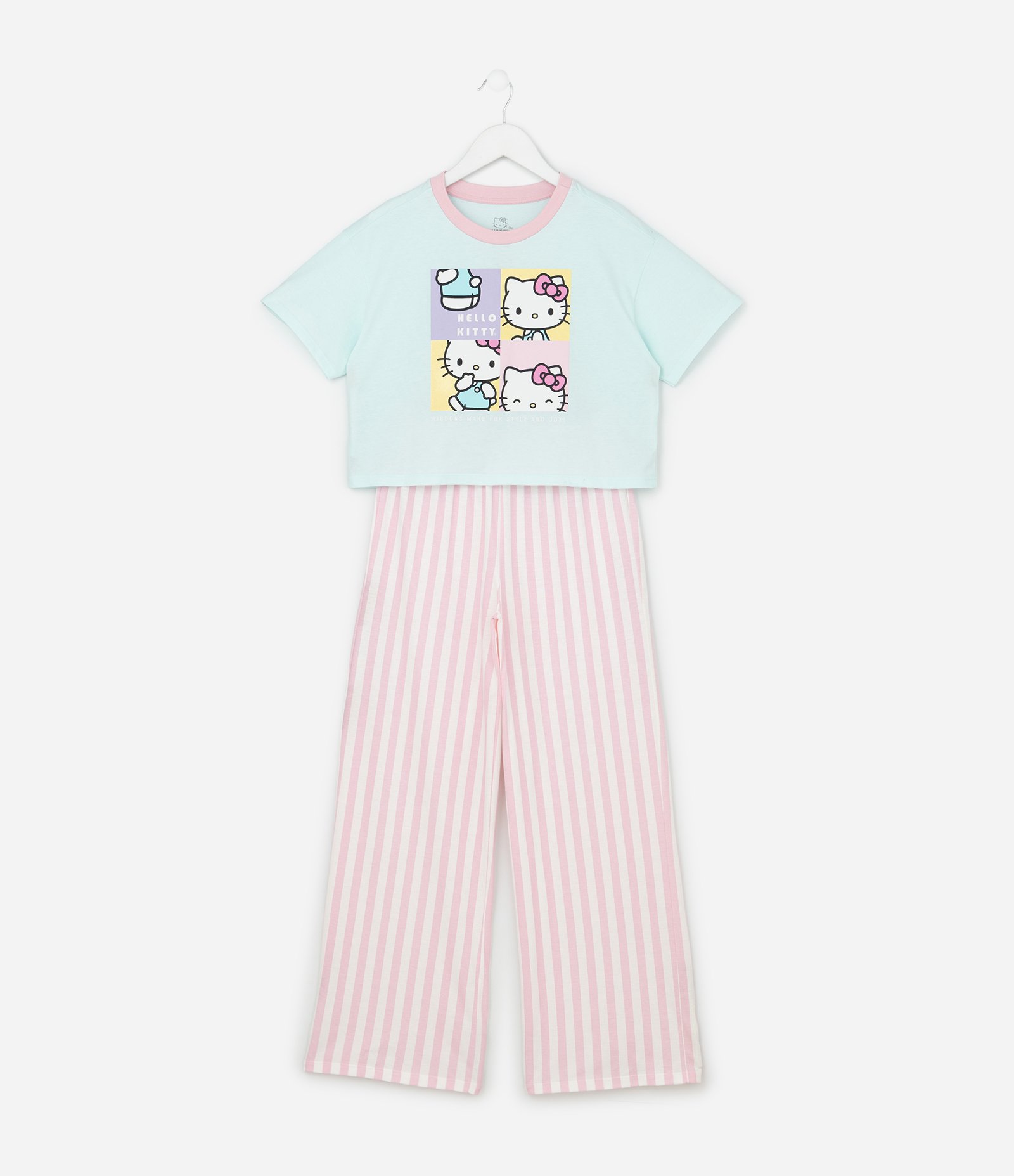 Pijama Infantil com Estampa Hello Kitty - Tam 5 a 14 Anos Rosa/Azul 1