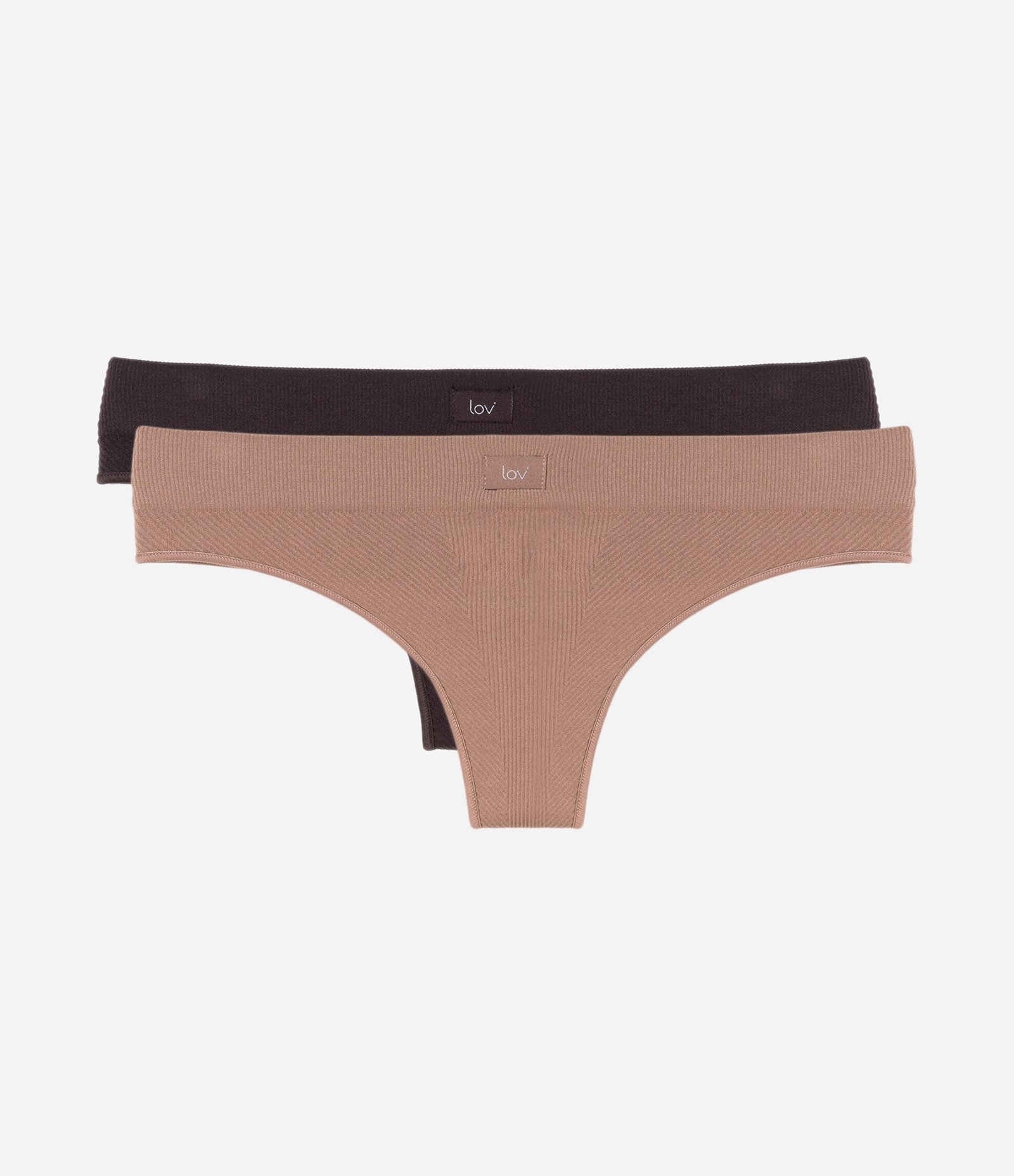 Kit 02 Calcinha Biquini Fio Seamless Bege/Marrom 1
