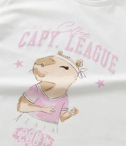 Pijama Curto Infantil com Estampa de Flores e Capivara - Tam 5 a 16 anos