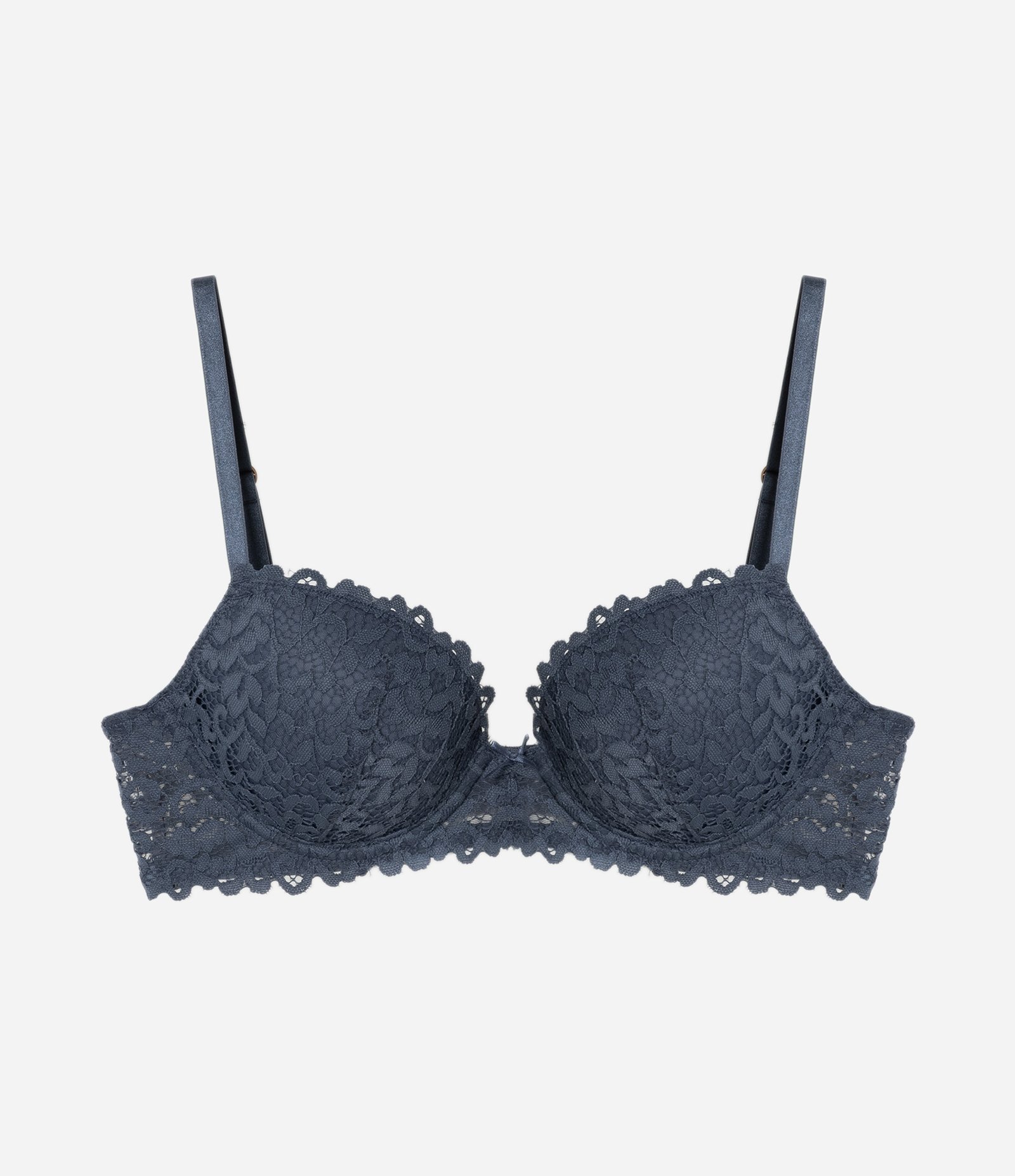 Sutiã Base com Bojo e Renda Floral Azul 5