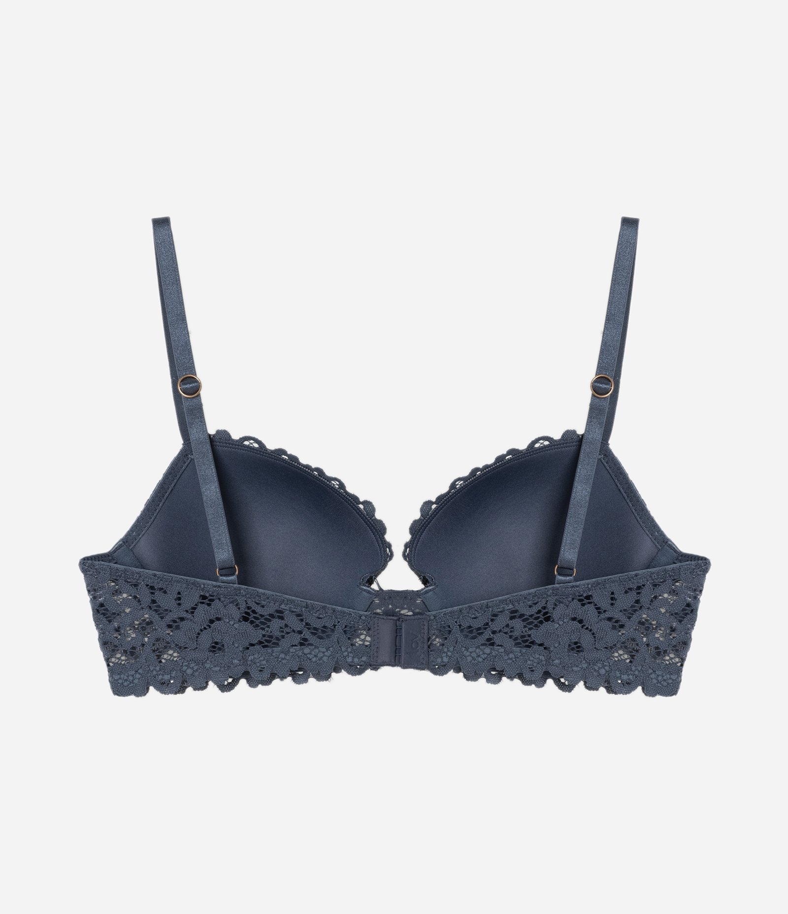 Sutiã Base com Bojo e Renda Floral Azul 6