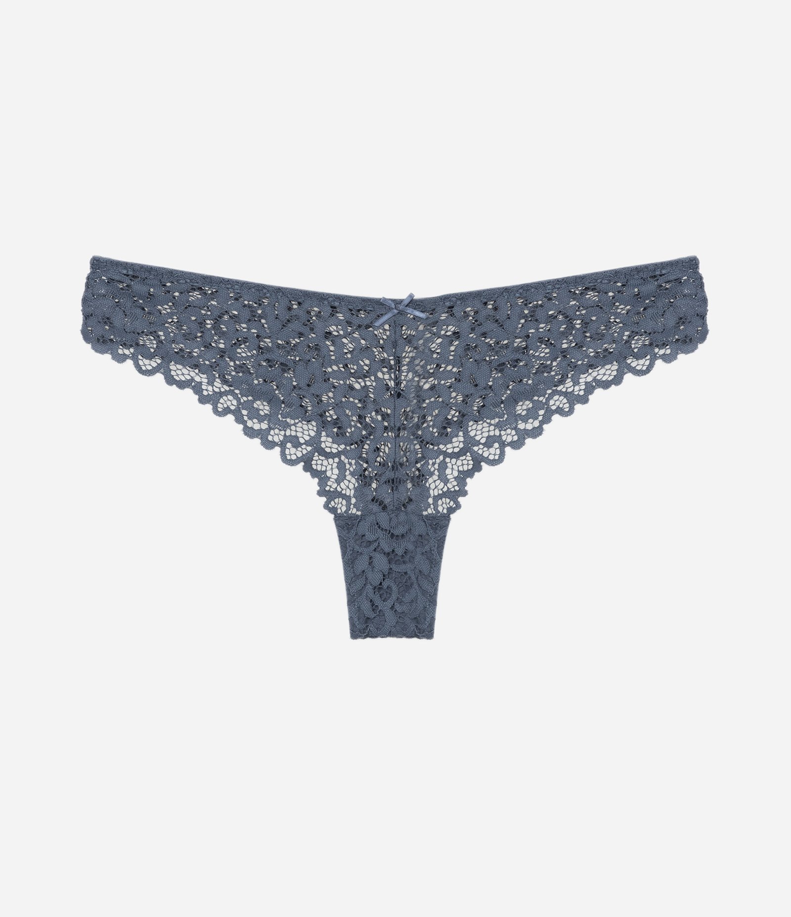 Calcinha Biquini Fio com Poliamida Rendado Azul 5